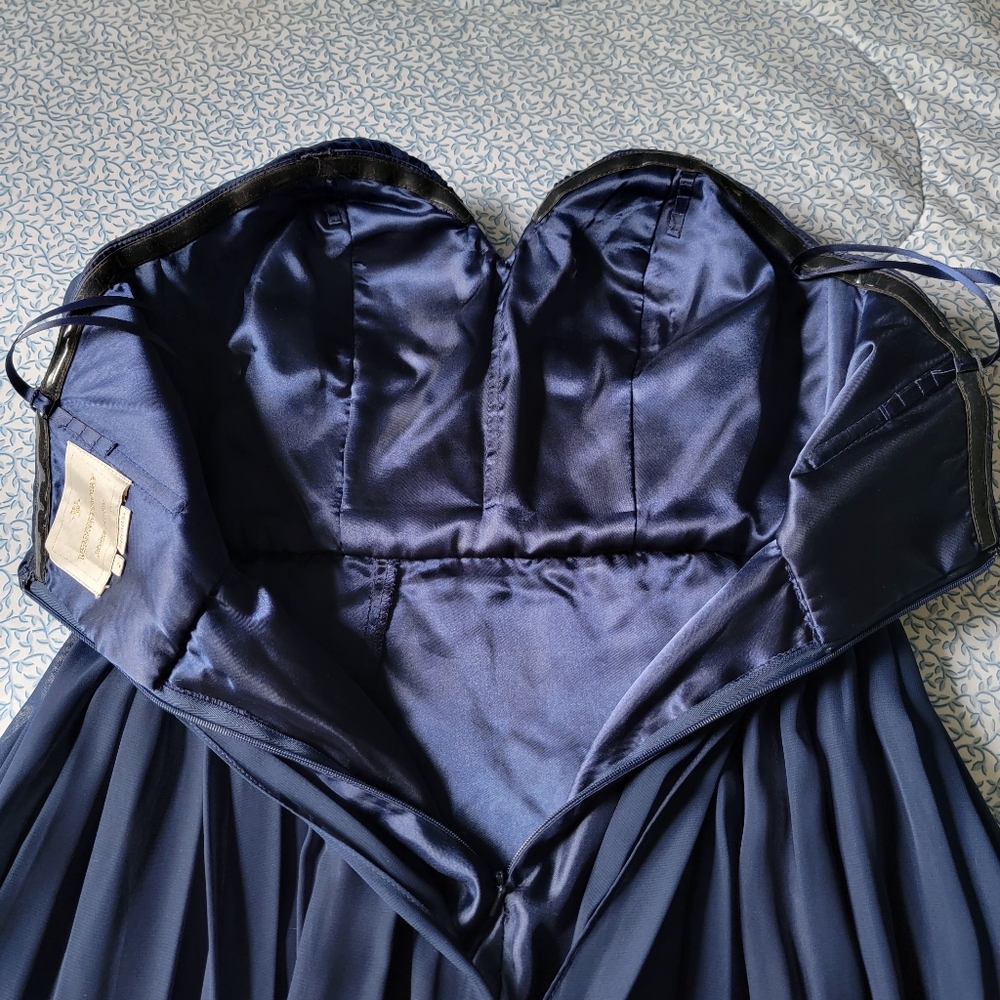 Weddington Blue Strapless Chiffon‎ Full Length Maxi Dress Gown Size 2 - Picture 8 of 14